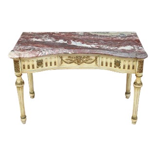 1930s Vintage French Louis XVI Style Low Marble Top Table For Sale