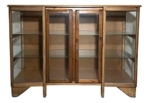 Wooden Shop Display Cabinet with Glass Panels, 1930s