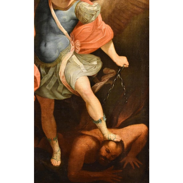 Guido Reni, Archangel Michael, 1600s-1700s, Oil on Canvas For Sale - Image 9 of 15