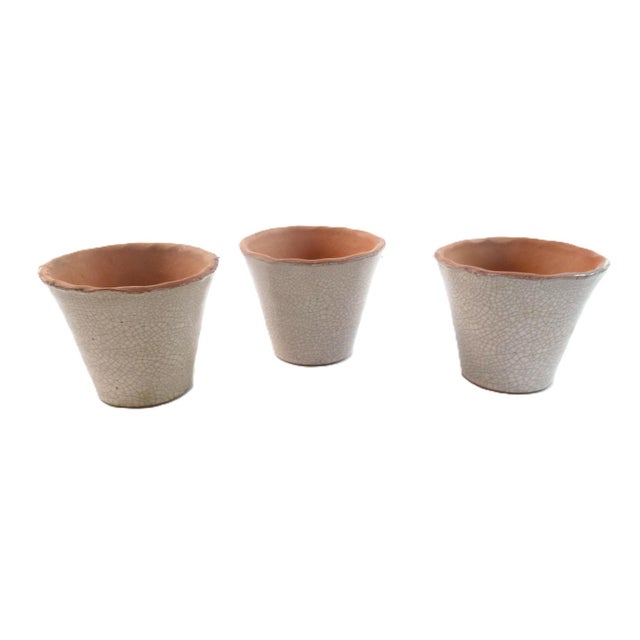 French Country Vintage Pink Cachepots or Planters, Set of Three, Herb Planters For Sale - Image 3 of 7