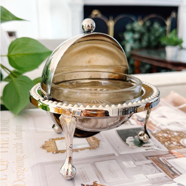 Mid 20th Century English Silver-Plated Roll Top Caviar / Butter Dish With Glass Liner - Caviar Server For Sale - Image 12 of 12