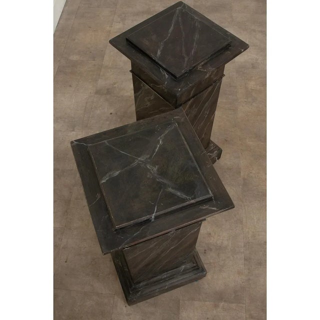 Reproduction Faux Marble Pedestals - a Pair For Sale In Baton Rouge - Image 6 of 9