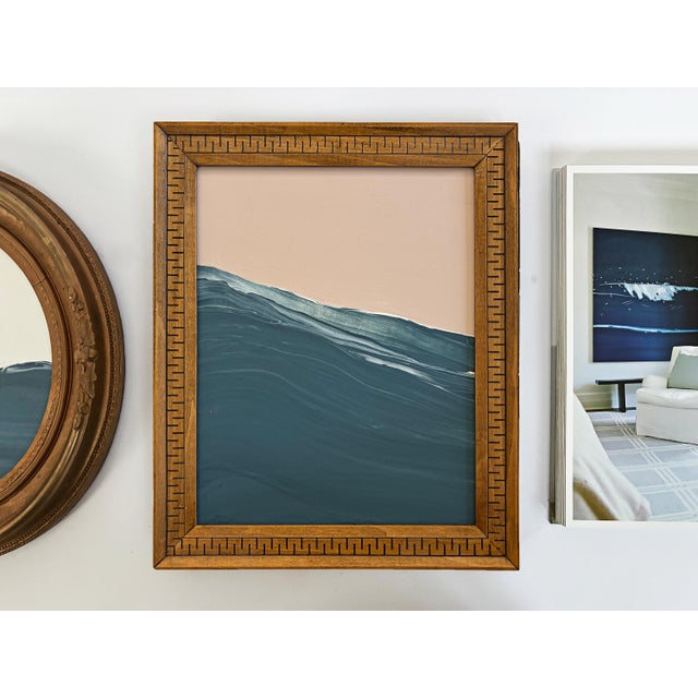 “Lavender Waves" Abstract Art in Antique Frame, Seascape Painting Wall Art by JTS For Sale - Image 4 of 10