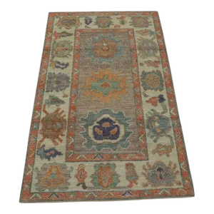 Early 21st Century Turkish Multicolor Handwoven Oushak Rug