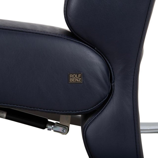 3100 Lounge Chair in Dark Blue Leather from Rolf Benz For Sale - Image 11 of 16