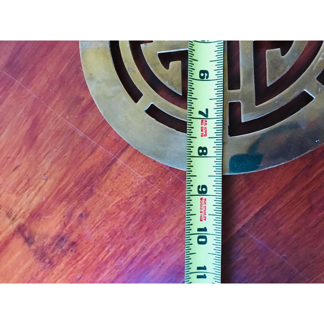 Mid 20th Century Brass Wall Candle Holder Sconce With Chinese Shou Symbol of Longevity. For Sale - Image 5 of 8