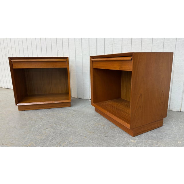 Mid-Century Modern Vintage Danish Modern Teak Nightstands - Set of 2 For Sale - Image 3 of 9