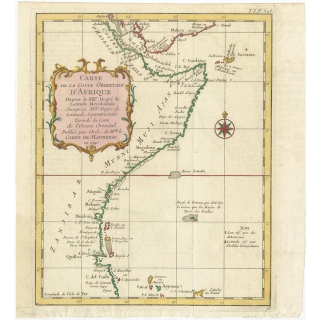 East African Coast – French Map by Bellin, Zanzibar to Arabia, 1740 This important French map depicts the eastern coast of...