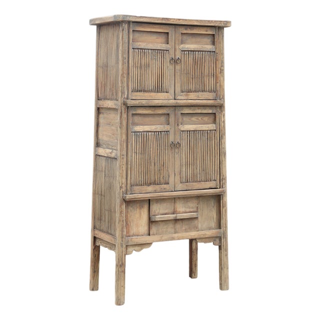 Antique Chinese Pine and Bamboo “Kitchen” Armoire For Sale