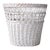 Vintage White Woven Wicker Wastebasket For Sale