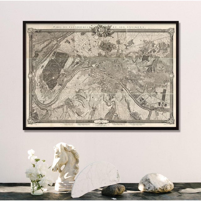 This wide format print is based on a very detailed Antique Map of Paris and its suburbs from 1733. Endlessly detailed with...
