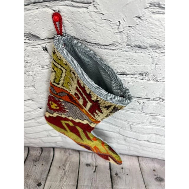 Turkish Kilim Rug Christmas Stocking For Sale - Image 4 of 4