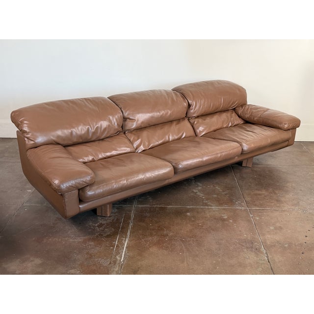 Animal Skin Vintage 1980's Italian Leather Sofa For Sale - Image 7 of 17