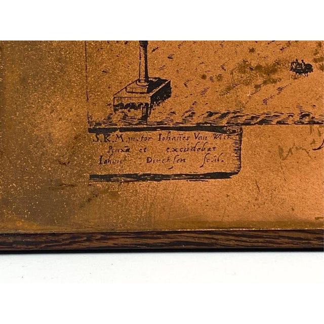 Early 20th Century Antique Engraved Copper Plate Wall Plaque Bird's-Eye View of 1600s Copenhagen For Sale - Image 5 of 6
