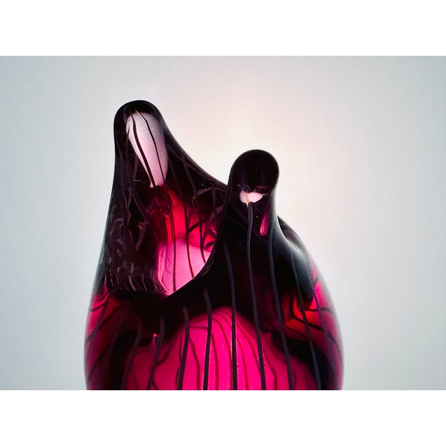 1970s Fuchsia Mouth-Blown Glass Vase with Filigree Threads, Sweden, 1970s For Sale - Image 5 of 11
