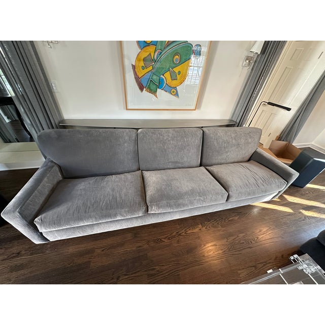 Gray 21st Century Contemporary Holly Hunt Upholstered 3 Seat Sofa , Luxury Designer Fabric For Sale - Image 8 of 11