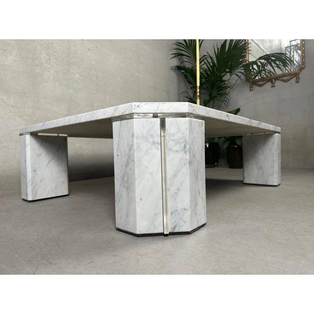 Vintage Coffee Table in Carrara Marble For Sale - Image 3 of 11