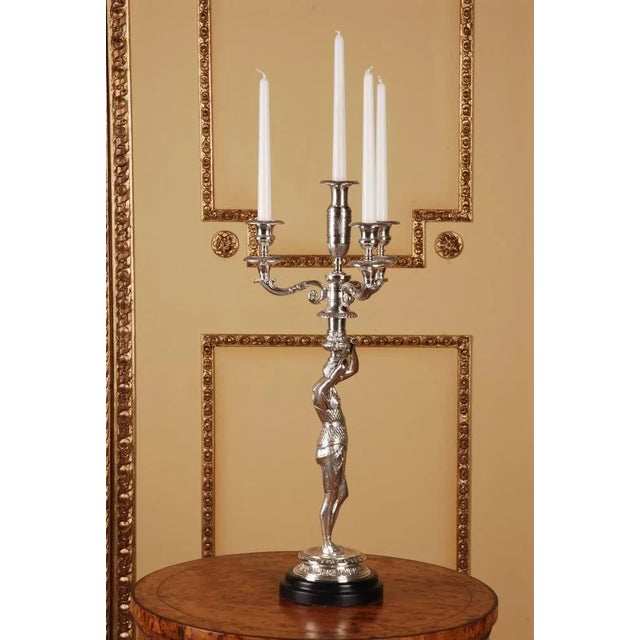 Traditional 20th Century Empire Bronze Figur Formed Candleholder For Sale - Image 3 of 11