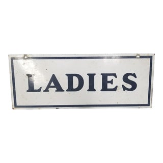 Enamel Ladies Room Sign For Sale