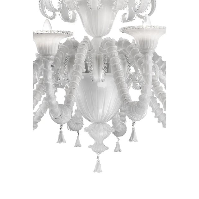 Contemporary Venetian White Cà Rezzonico Murano Glass Chandelier by Simoeng For Sale - Image 3 of 9