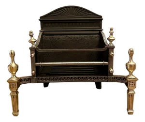 Small Antique Brass and Cast Iron Firegrate, 1900