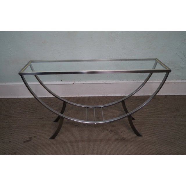 Design Institute of America Brushed Metal Console For Sale In Philadelphia - Image 6 of 10