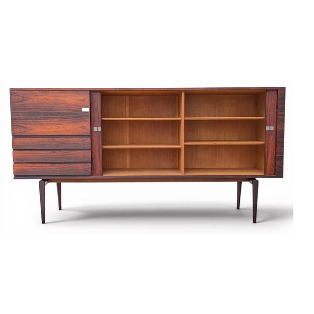 Bramin Møbler 1950s Large H.W. Klein by Bramin Sideboard / Credenza W Tambour Doors, Attributed For Sale - Image 4 of 8