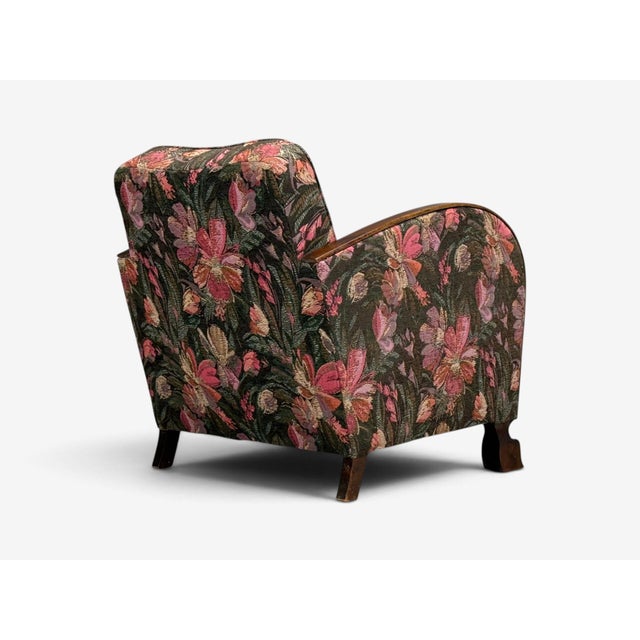 Swedish Modern, Art Deco Lounge Chairs, Stained Birch, Fabric, Sweden, 1940s For Sale - Image 13 of 13