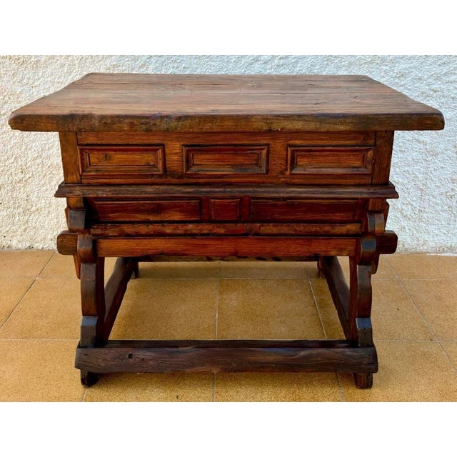 Brown Vintage Pine Work Table, 1940s For Sale - Image 8 of 9