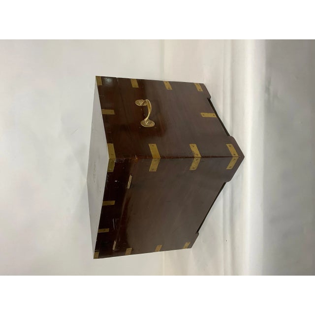 Brown Teak and Brass Campaign Trunk For Sale - Image 8 of 10