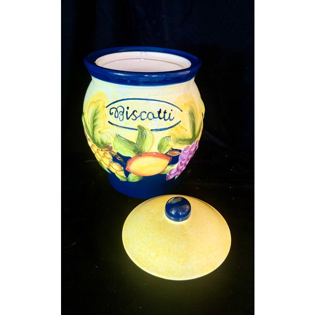1990s Nonni’s Hand-Painted Biscotti Jar For Sale - Image 5 of 11