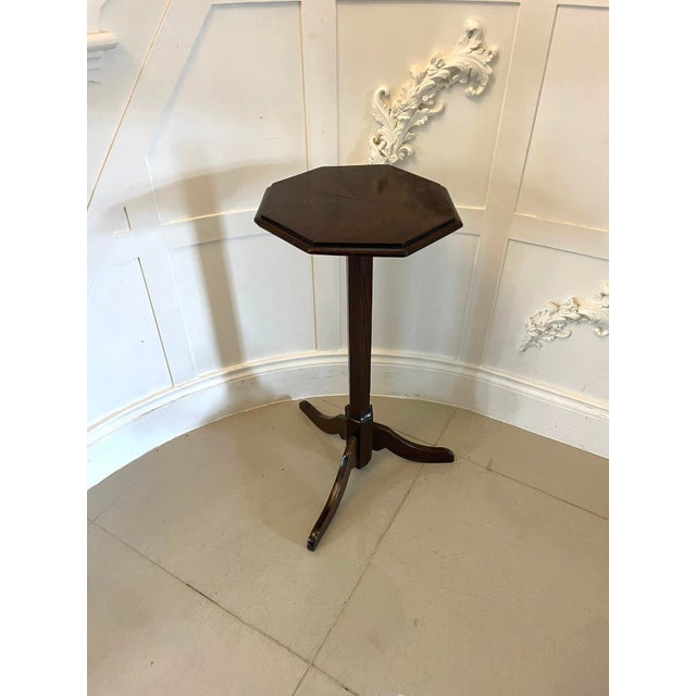 Unusual Antique George l quality burr oak candle/lamp stand having an unusual quality segmented burr oak top with a...