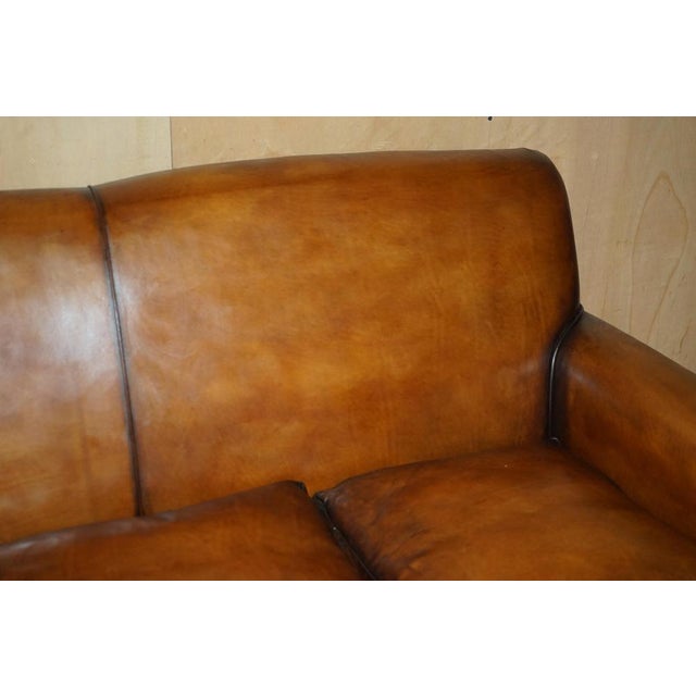 Vintage English Sofa and Chairs in Brown Leather, Set of 3 For Sale - Image 5 of 18
