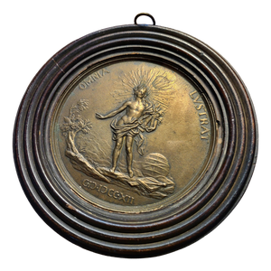 Grand Tour Ebonized Framed Bronze Relief Plaque of Count Lorenzo Magalotti, 19th Century