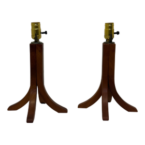 Pair of Modern Teak Table Lamp Bases Signed Gb 2003 (No Shade or Harp)