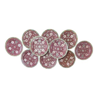 Mid Century Asian Mun Shou Longevity Design Ceramic Dinner Plates, Set of 10 For Sale