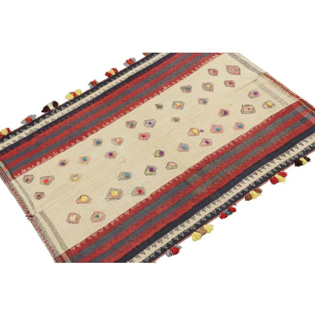 Rug & Kilim 1950s Vintage Persian Kilim in Beige With Multicolor Stripes and Motifs by Rug & Kilim For Sale - Image 4 of 8