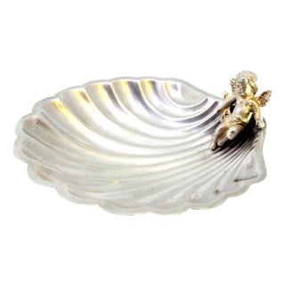 Silver Ring with Angel Appliqué For Sale