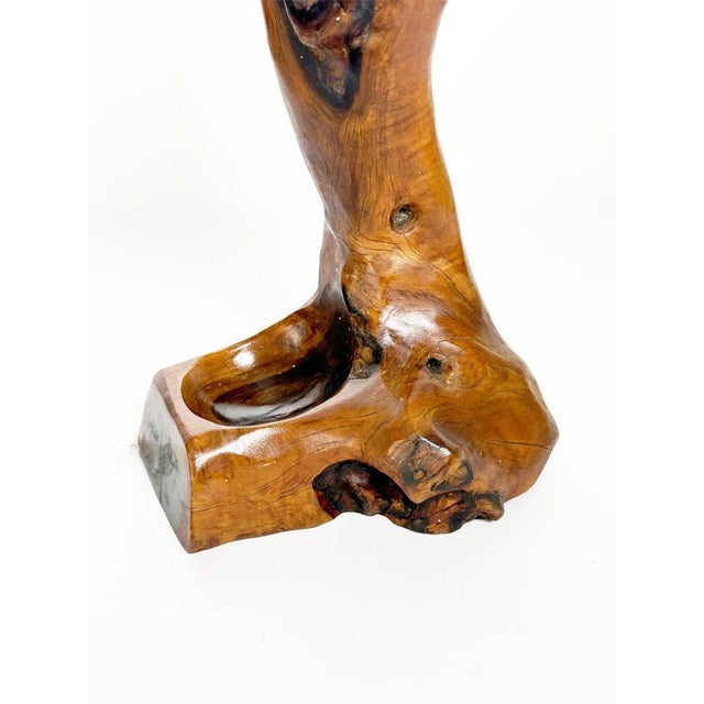 Brutalist Olive Wood Table Lamp, France, 1960s For Sale - Image 11 of 13