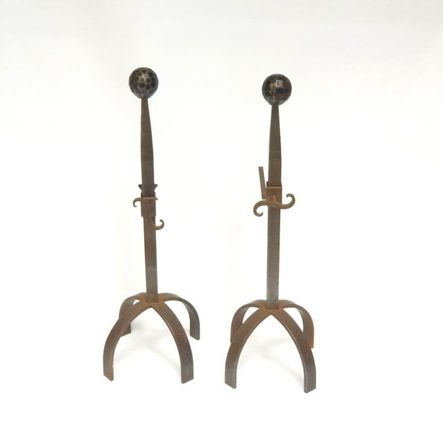 1970s Vintage Brutalist Fireplace Andirons, 1970s, Set of 2 For Sale - Image 5 of 10