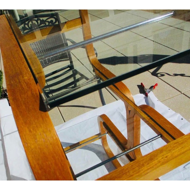 Vintage MCM Mid Century Plycraft Étagère Oak Glass Wood Shelving Unit Bookcase, Attributed For Sale - Image 12 of 12