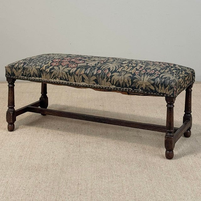 Antique Renaissance Revival Floral Needlepoint Tapestry Bench For Sale - Image 4 of 18