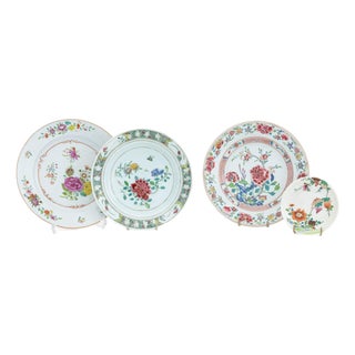 Chinese Export Famille Rose Porcelain Plates, 4 For Sale