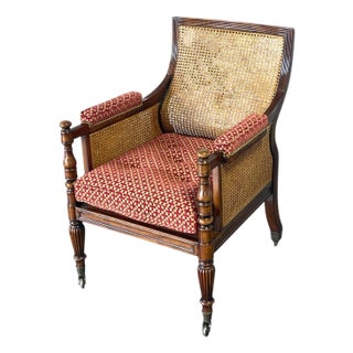 Regency Style Mahogany and Cane Bergere Armchair, Theodore Alexander Althorp Living History For Sale