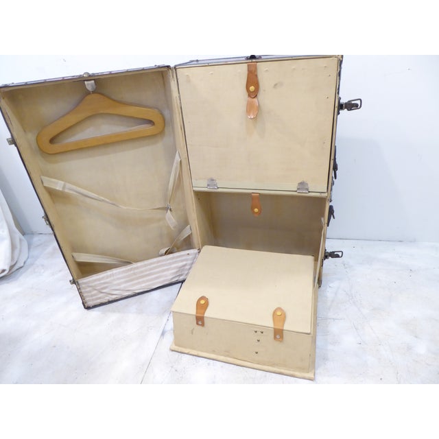 Metal Vintage French Leather Trunk For Sale - Image 7 of 10