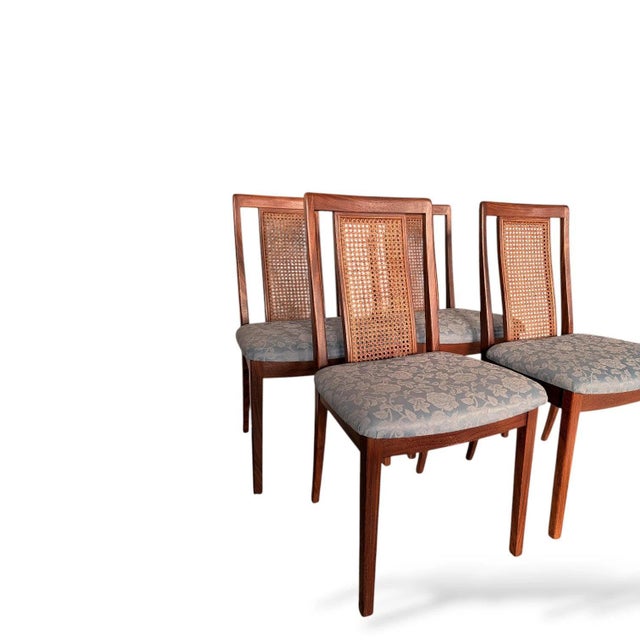 1960s Mid-Century Teak Dining Chairs with Cane Back Seats, 1960s, Set of 4 For Sale - Image 5 of 9
