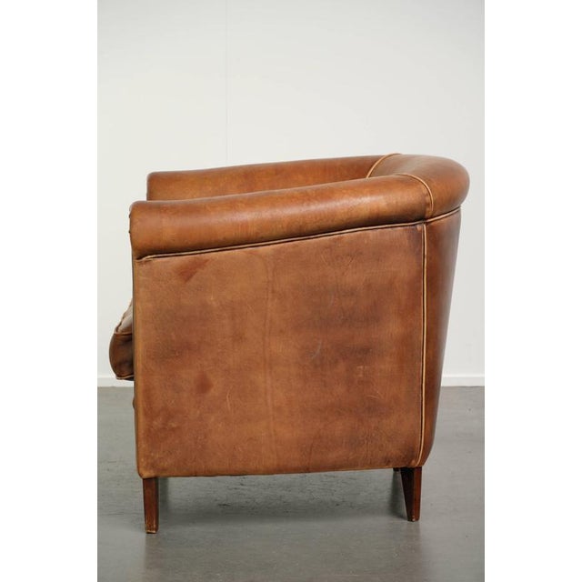 English Sheepskin Club Armchair in Light Cognac Color | Chairish