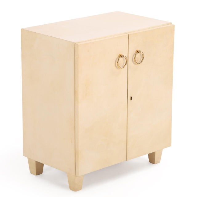 Mid-Century Two Door Parchment Cabinet, C. 1950 For Sale - Image 4 of 7