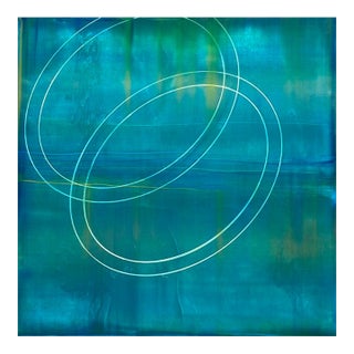 Rebecca Koury Original "Evolution of a Circle #5" Gold Circle Contemporary Abstract Painting, Acrylic on Canvas/Panel, Carmel California Art, 2023 For Sale
