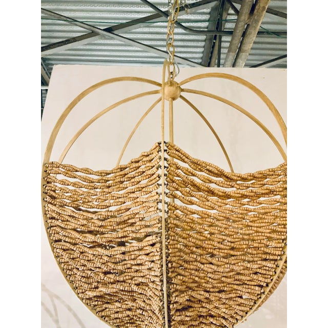 Contemporary Currey & Co. Organic Modern Coco Bead Basket Chandelier Prototype For Sale - Image 3 of 5